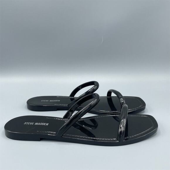 Steve Madden Women's Black Jelly‎ Slide Sandals Size 7 Minimalist Squared Toe - Picture 10 of 10